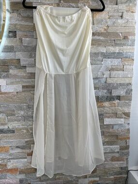 Light Ivory Sheer Maxi Swim Coverup Skirt by Saylor